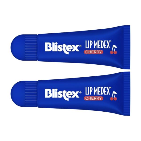 Blistex Cherry Lip Medex, 2 Count, 0.35 oz Each, Advanced Hydration, Medicated Relief with Cooling, Soothes and Protects, Restores Healthy Moisture Balance to Lips, 1 Pack
