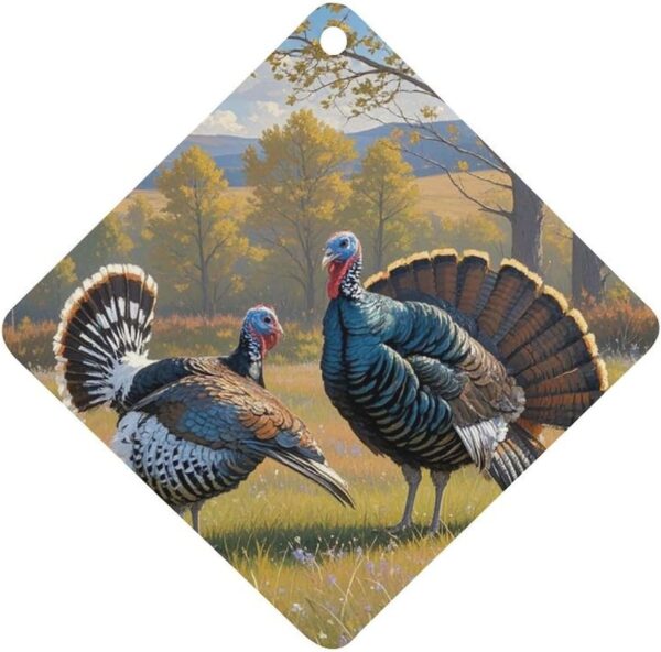 A Pair of Wild Turkeys Car Air Freshener Hanging, Long Lasting Scented Car Aromatherapy Tablets, Rhombus Fragrance Scented Cards for Vehicles, Bedroom, Wardrobe White-style