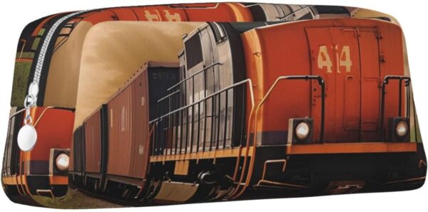 Pencil Case Freight Train Big Pencil Bag Portable Coin Pouch Aesthetic Cosmetic Bag Leather Makeup Bag
