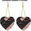 Christmas Ceramic Heart Pendant Decoration for Tree Hanging in Festive Season Black Rose Gold Marble Prints