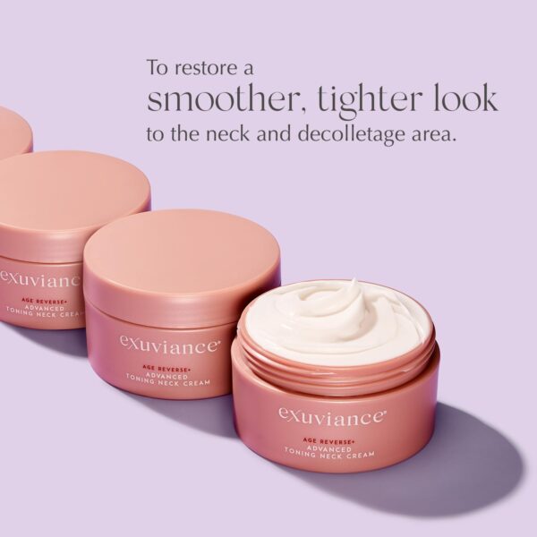 EXUVIANCE AGE REVERSE+ Toning and Firming Neck Cream, Tightens Fine Lines and Wrinkles, Evens Tone, Anti-Aging Décolletage Moisturizer with Advanced Peptide Formula, Bakuchiol, Vitamin E, 4.4 oz