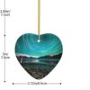 Christmas Ceramic Heart Pendant Decoration for Tree Hanging in Festive Season Green Aurora Borealis Prints