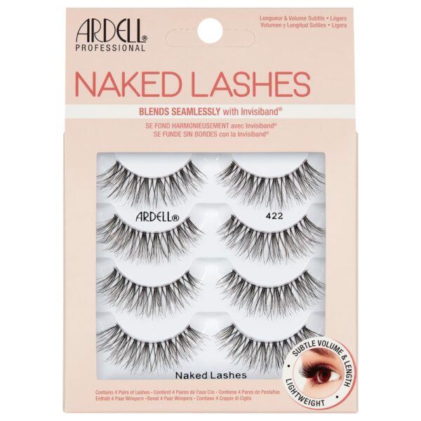 Ardell Naked Lashes 422 Multipack, Natural-looking and Lightweight False Eyelashes, 4-pairs, 1-Pack