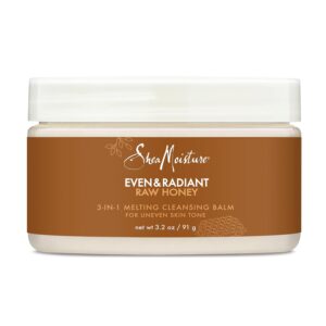 SheaMoisture Even and Radiant Face Cleanser For Uneven Skin Tone and Dark Spots 3-in-1 Cleansing Balm With Raw Honey 3.2 oz