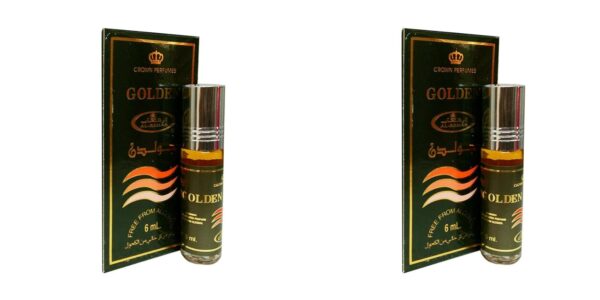 Golden Concentrated Perfume Oil 6ml (Pack of 2) | Long Lasting Alcohol-Free Attar | Unisex Roll-On Fragrance