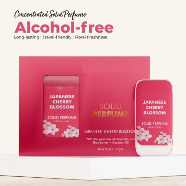 THE LOVE Coo-. Japanese Cherry Blossom Solid Perfume for Men & Women | Long-Lasting Floral Fragrance Balm | Alcohol-Free, Travel-Friendly, Pocket Perfume Stick | Luxury Scent - 12gm