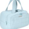 BAGSMART Travel Toiletry Bag, Lightweight Large Wide-open Travel Bag for Women, Puffy Cosmetic Makeup Bag Organizer with Handle for Accessories,Essentials, Toiletries, Blue