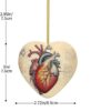 Christmas Ceramic Heart Pendant Decoration for Tree Hanging in Festive Season Human Anatomy Heart Chart Prints