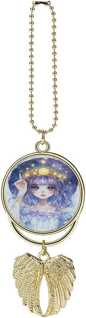 Zodiac Pin Up Girl Painting Car Rear View Mirror Pendant Car Charm Ornament Hanging Decoration Accessories for All Cars Golden-Style