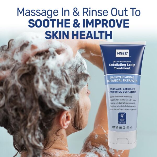 MG217 Deep Conditioning Salicylic Acid Scalp Care for Psoriasis, Exfoliating and Hydrating Formula, Sulfate-Free, Paraben-Free, Cruelty-Free, Fragrance-Free, 6 fl oz