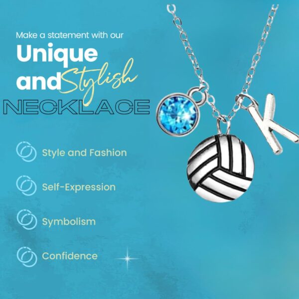 Personalized Love Volleyball Necklace with Birthstone and Initial Charm, Gifts for Players and Girls Volleyball Accessories, Gift For Players and Teams