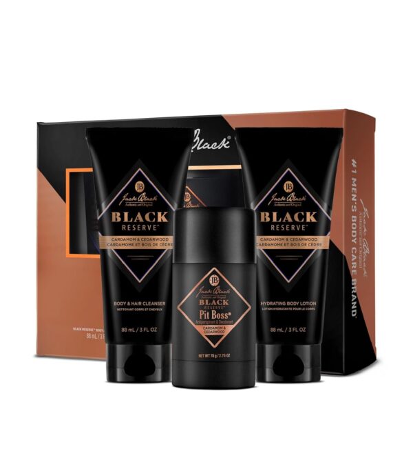 Jack Black Body Collection Set for Men - Mens Body Wash, Pit Boss Men's Deodorant, Body Lotion, Grooming Kit