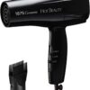 1875 Ceramic Hair Dryer, Powerful Fast Drying, Multi-Setting with Comb Attachment, Additional Detangler Included, Slide Bar Switch, Compact for Home & Travel (Black)