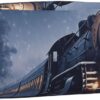 Winter Christmas Snow Night Railway Train Pencil Pouch Large Capacity Pencil Case Leather Cosmetic Bag Office Desk Organizer Coin Pouch Portable Zipper Toiletry Bag for Travel Outdoor