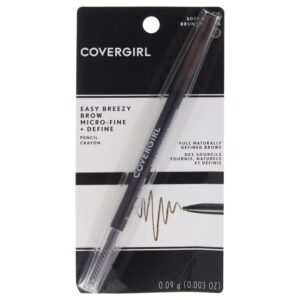COVERGIRL Easy Breezy Brow Micro-Fine and Define Pencil, Soft Brown, 0.03 Pound , Brown Eyebrow Pencil, No Sharpening Needed, Built in Spoolie, Safe for Sensitive Eyes, Removes Easily