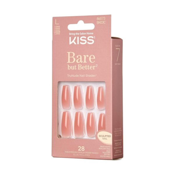 KISS Bare But Better TruNude Fake Nails Nude Nail Shades Manicure Set, 'Nude Glow', 28 Chip Proof, Smudge Proof Glue-On Nails