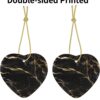 Christmas Ceramic Heart Pendant Decoration for Tree Hanging in Festive Season Black Gold Marble Prints