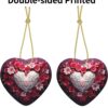 Christmas Ceramic Heart Pendant Decoration for Tree Hanging in Festive Season Valentine's Day Love Heart Prints