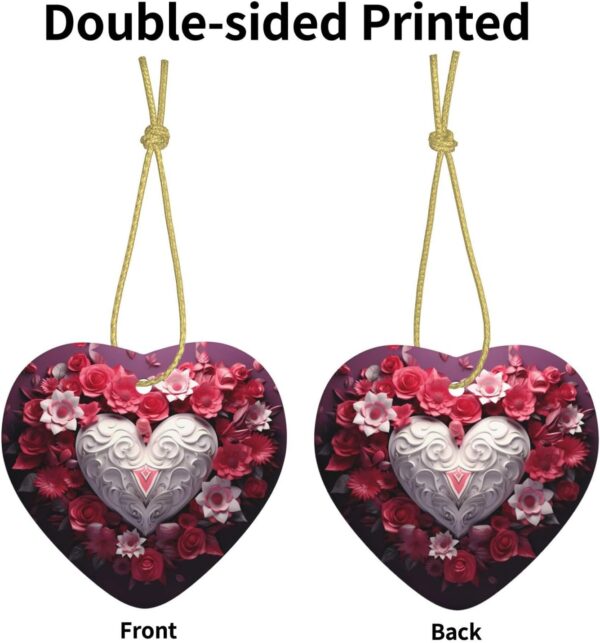 Christmas Ceramic Heart Pendant Decoration for Tree Hanging in Festive Season Valentine's Day Love Heart Prints