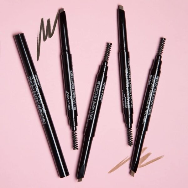 wet n wild Ultimate Eyebrow Retractable Definer Pencil, Medium Brown, Dual-Sided Brow Brush, Fine Tip, Shapes, Defines, Fills Brow Makeup