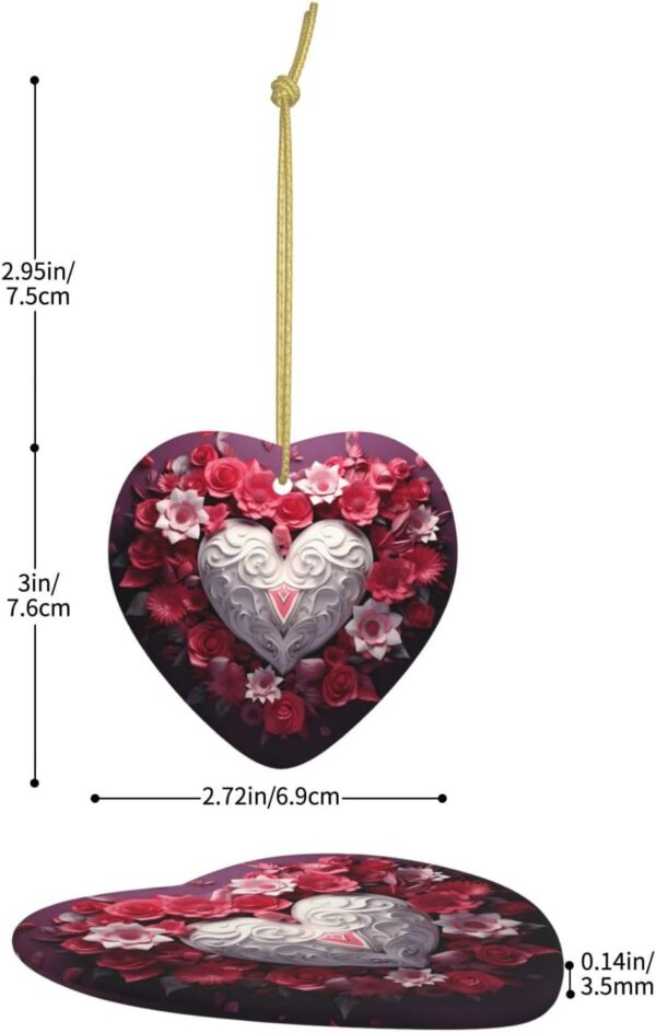 Christmas Ceramic Heart Pendant Decoration for Tree Hanging in Festive Season Valentine's Day Love Heart Prints