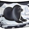 Seals on Ice Makeup Bag for Women Portable Travel Toiletry Pouch, PU Leather Cosmetic Bag with Zipper