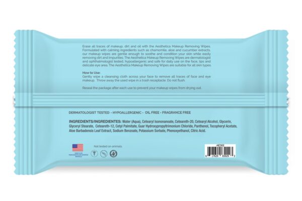 Aesthetica Makeup Removing Wipes - Face & Eye Makeup Remover Wipes - 6 Pack Bulk (180 Wipes Total) Hypoallergenic & Dermatologist Tested - Oil & Fragrance Free - Made in USA