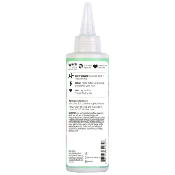 Pacifica Scalp Detox Tonic – Rosemary Apple Cider Scalp Exfoliator - Scalp Scrub w/ Salicylic Acid for Clarifying Build Up & Purifying - Itchy, Dry Scalp Treatment , Vegan & Cruelty-Free, 5 oz