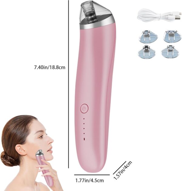 Pore Vacuum 3 Modes USB Charging Blackhead Remover Vacuum with 4 Suction Heads Electric Facial Pore Extractor Cleaner for Women & Men Style 2Vacuum