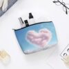 Heart Shaped Cloud Makeup Bag for Women Portable Travel Toiletry Pouch, PU Leather Cosmetic Bag with Zipper