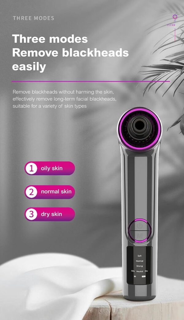 Fabufabu Blackhead Remover Pore Vacuum,Upgraded Facial Pore Cleaner,Electric Comedone Whitehead Extractor Tool-3 Suction Power,5 Probes,USB Rechargeable Blackhead Vacuum Kit for Women & Men