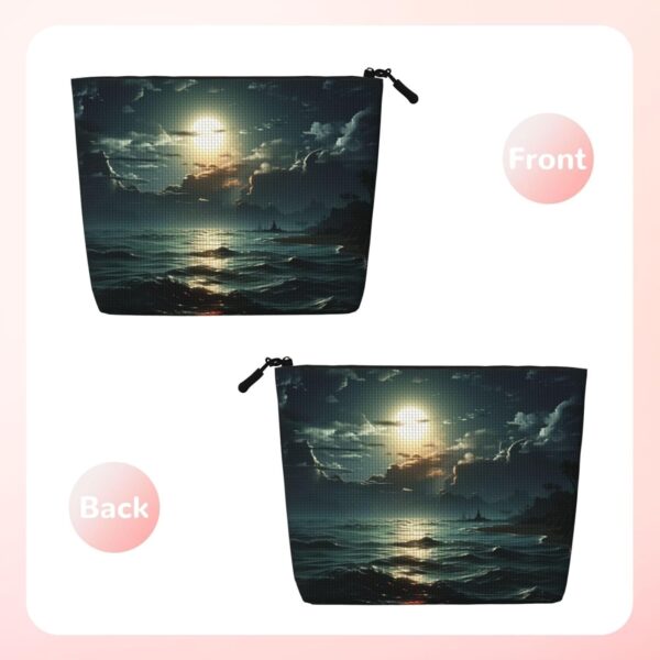 Linen Makeup Bag For Women, Waterproof Travel Cosmetic Organizer Lightweight Zipper Travel Toiletry Bag Organizer Sea Moon Makeup Brushes Storage Bag