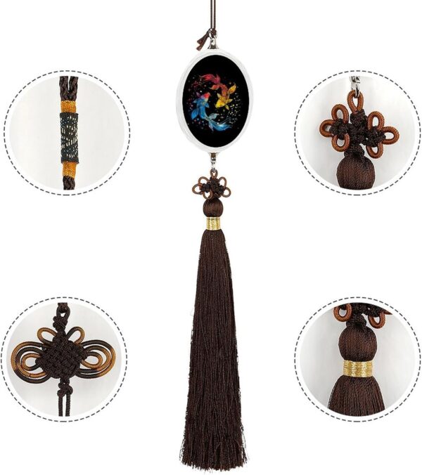 Pisces Zodiac Constellation Car Hanging Ornaments Crystal Rearview Mirror Swing Pendant Accessories Ellipse