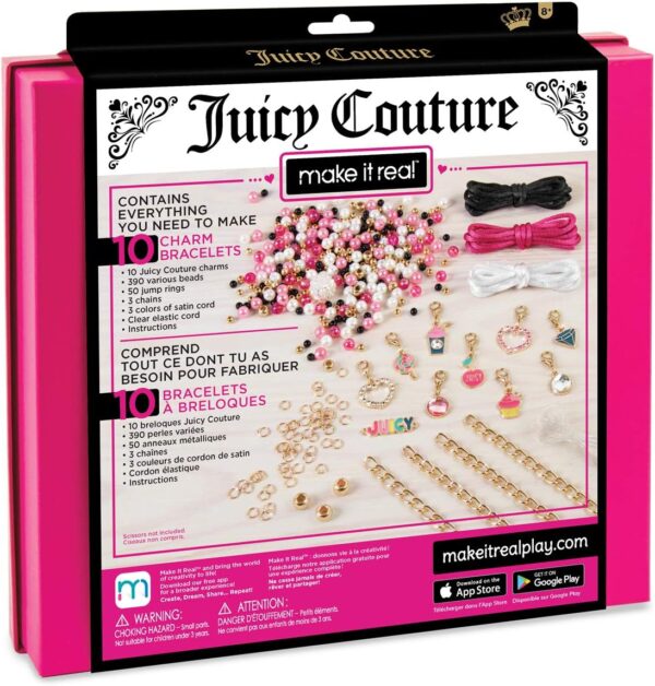 Make it Real - Juicy Couture Pink and Precious Bracelets - DIY Charm Bracelet Kit with Beads for Tween Jewelry Making - Jewelry Making Kit for Girls