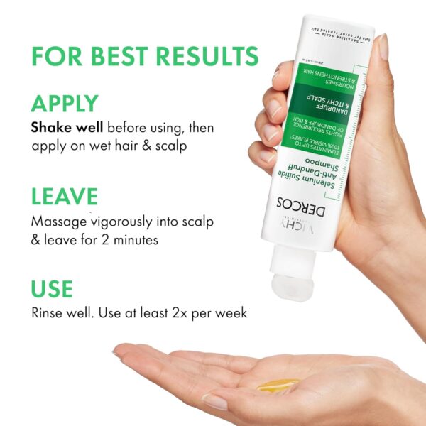 Dercos Selenium Sulfide Anti Dandruff Shampoo, Dry Scalp Treatment and Itch Relief. Prescription Strength Comparable to 2% Ketoconazole, for Mild to Severe Dandruff-Prone Hair & Flaky, Itchy Scalps