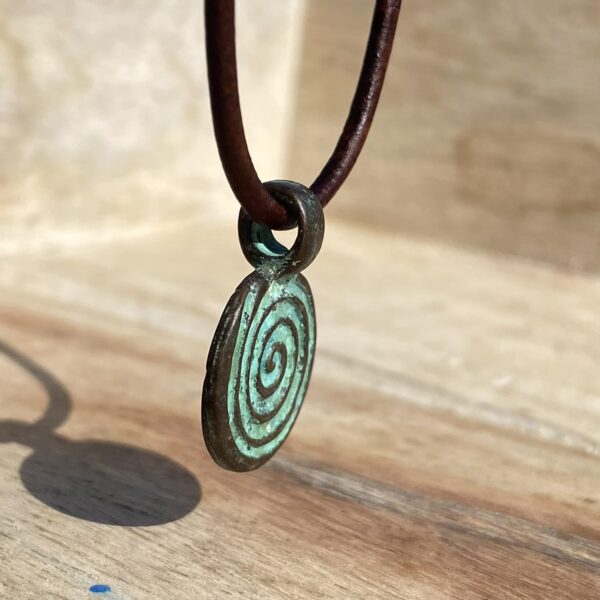 Greek Spiral Vintage Patina Necklace - Women Choker, Men Ancient Greece Gifts, Best Gift for Grecian, Mens Vital Force, Simple Charm, Hellenism, Small Bead, Cute Girls Accessories (Patina)