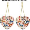 Christmas Ceramic Heart Pendant Decoration for Tree Hanging in Festive Season Cartoon Otomi Animals Prints