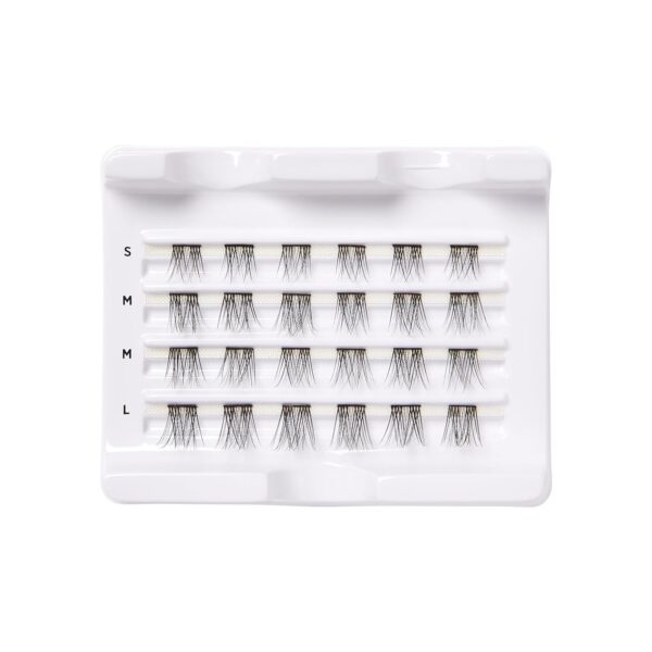 KISS Falscara DIY Eyelash Extension Lengthening Wisps - Featherlight Synthetic Reusable Artificial Eyelashes Multipack of 24 Mini Lash Clusters for that Authentic Eyelash Extension Look