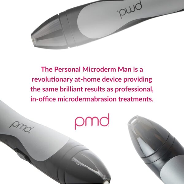 PMD Beauty Personal Microderm Man - At-Home Microdermabrasion Machine with Kit for Face & Body - Exfoliating Crystals and Vacuum Suction for Bold and Striking Skin
