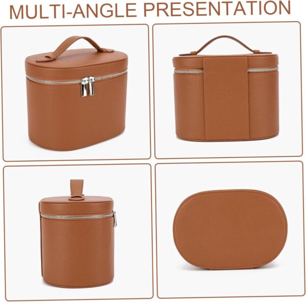 Makeup Bag, 20x15x14cm PU Leather Make up Bag with Removable Divider, Travel Cosmetic Bags, Portable Makeup Case for Women