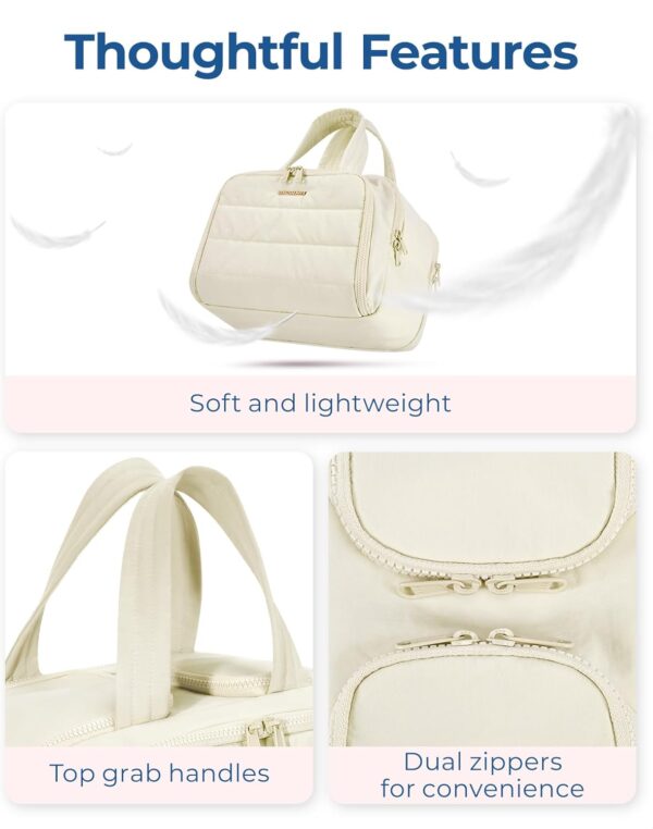 BAGSMART Travel Toiletry Bag, Lightweight Large Wide-open Travel Bag for Women, Puffy Cosmetic Makeup Bag Organizer with Handle for Accessories,Essentials, Toiletries, Green