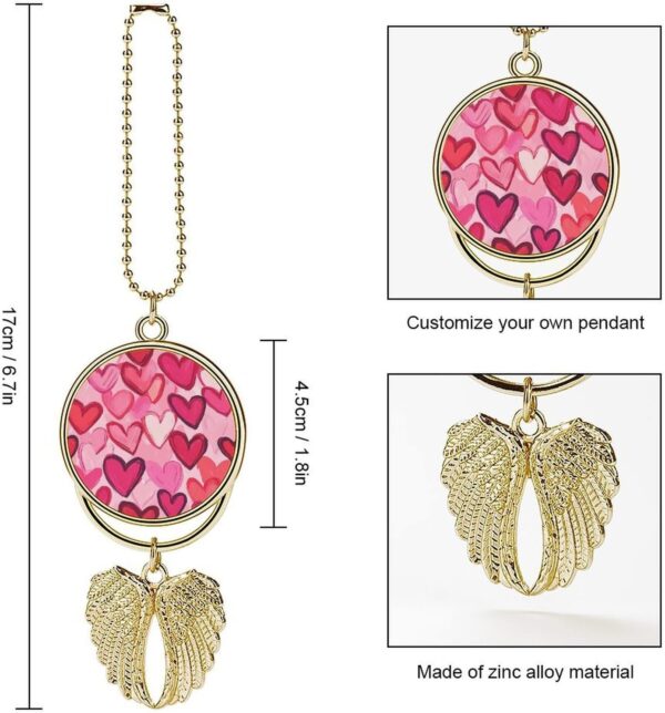 Valentine's Day Hearts Graffiti Car Hanging Ornament Pendant Rear View Mirror Accessories Interior Decor Golden-Style