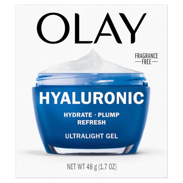 Olay Hyaluronic Acid Face Moisturizer, Instant Hydration for Women, Fragrance-Free - Dry Skin Solution, Glowing, Smoothing, Plumping, Renewing - Niacinamide, Amino Peptides 1.7 Oz