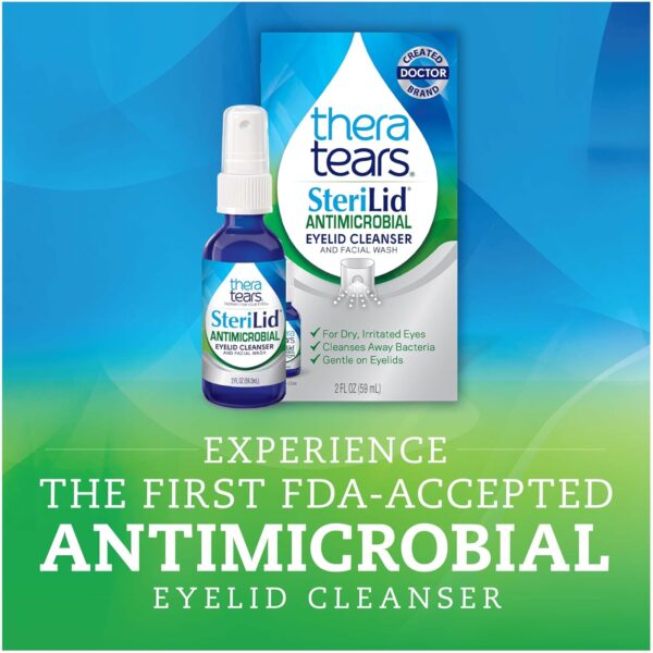 TheraTears SteriLid Antimicrobial Eyelid Cleanser and Face Wash, for irritated eyes, 2 Fl Oz