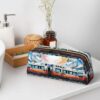 Monorail Train Pencil Pouch Large Capacity Pencil Case Leather Cosmetic Bag Office Desk Organizer Coin Pouch Portable Zipper Toiletry Bag for Travel Outdoor