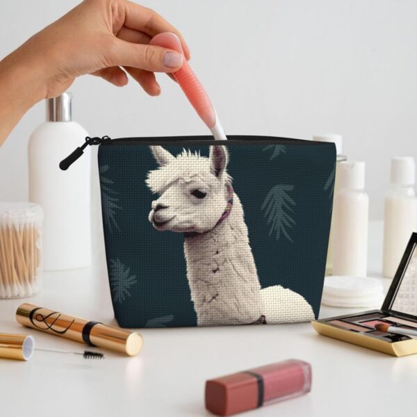Linen Makeup Bag For Women, Waterproof Travel Cosmetic Organizer Lightweight Zipper Travel Toiletry Bag Organizer Alpaca Llama Makeup Brushes Storage Bag