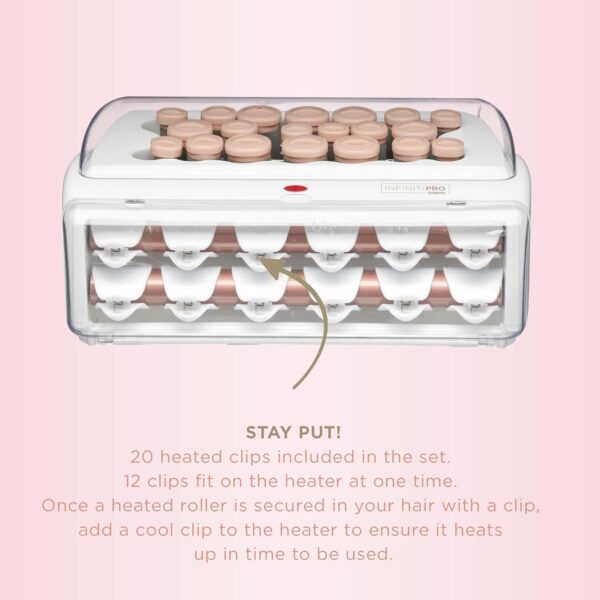 INFINITIPRO BY CONAIR Ceramic Flocked - Hot Rollers for Long, Medium, and All Hair - Hair Curler - Hair Roller Clips Included - 1 1/4-inch, 1-inch, and 3/4-inch Rollers