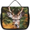 Hanging Toiletry Bag for Women Men Portable Waterproof Makeup Bag Organizer Deer Among Thick Leaves Travel Toiletry Bag