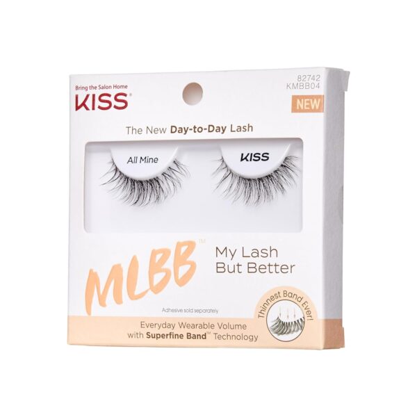 KISS My Lash But Better, False Eyelashes, 'All Mine', 10 mm, Includes 1 Pair Of Lashes, Contact Lens Friendly, Easy to Apply, Reusable Strip Lashes, Glue-On