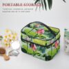 Beautiful Lotus Flowers Makeup Bag, Cosmetic Organizer Case Large Portable Capacity Make Up Bags Women Travel Toiletry Bags with Handle And Divider